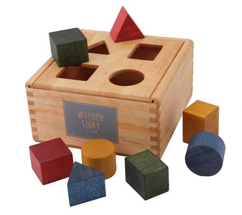 Houten vormen sorteerdoos - Kleurrijk